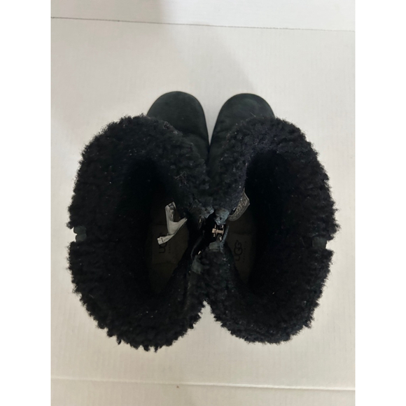 UGG Australia Blayre III Black Leather Sheepskin Cuff Winter Boots size8 metal l - Picture 5 of 10